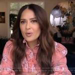 Salma Hayek’s pink floral blouse on The Drew Barrymore Show