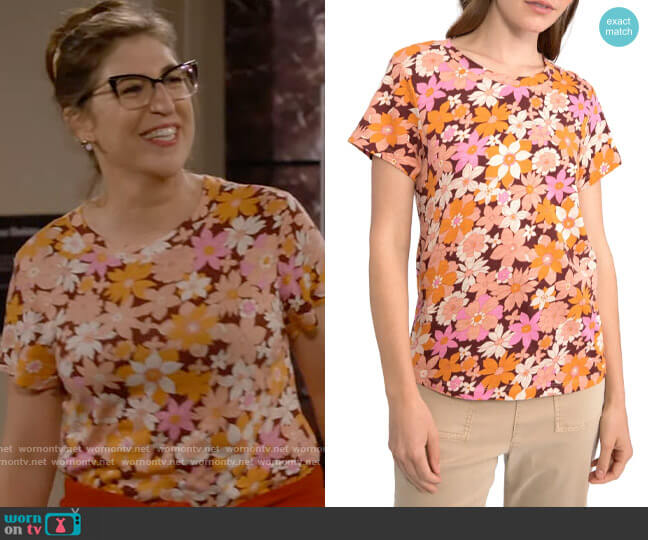 Sanctuary The Perfect Print T-Shirt in Outdoor Fl worn by Kat Silver (Mayim Bialik) on Call Me Kat
