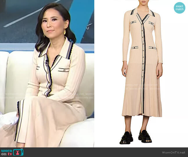 Sandro Alexandrine Knit Midi Dress worn by Vicky Nguyen on Today