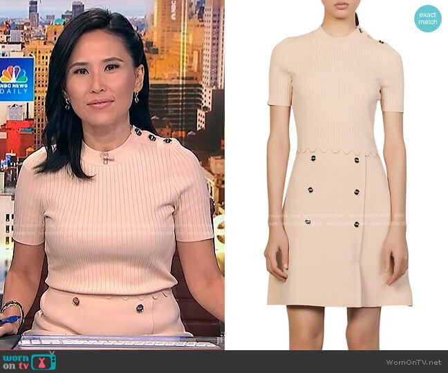 Sandro Alyssa Knit Fit-&-Flare Dress worn by Vicky Nguyen on NBC News Daily