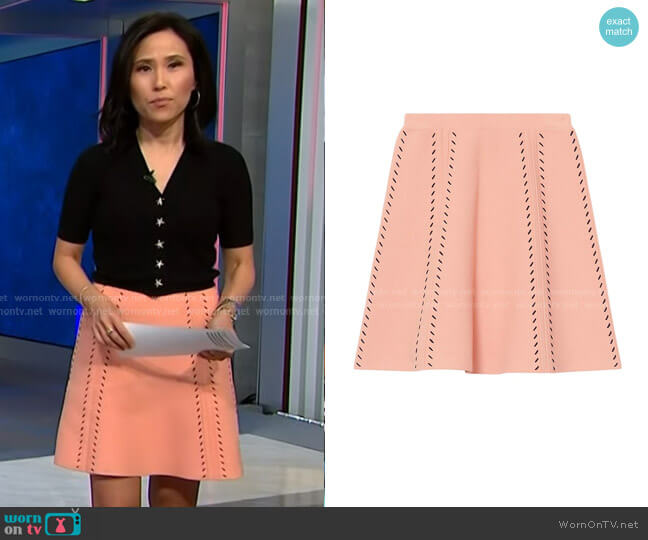 Sandro Eglantine Knit A-Line Mini Skirt worn by Vicky Nguyen on NBC News Daily