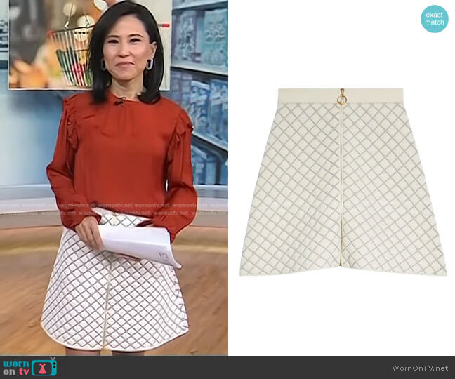 Sandro Metallic Quilted Skirt worn by Vicky Nguyen on Today