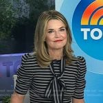 Savannah’s grey striped tie neck top on Today