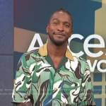 Scott’s green abstract print shirt on Access Hollywood