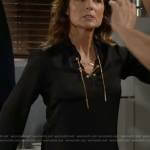 Sheila’s black top with gold chain lace-up on The Bold and the Beautiful