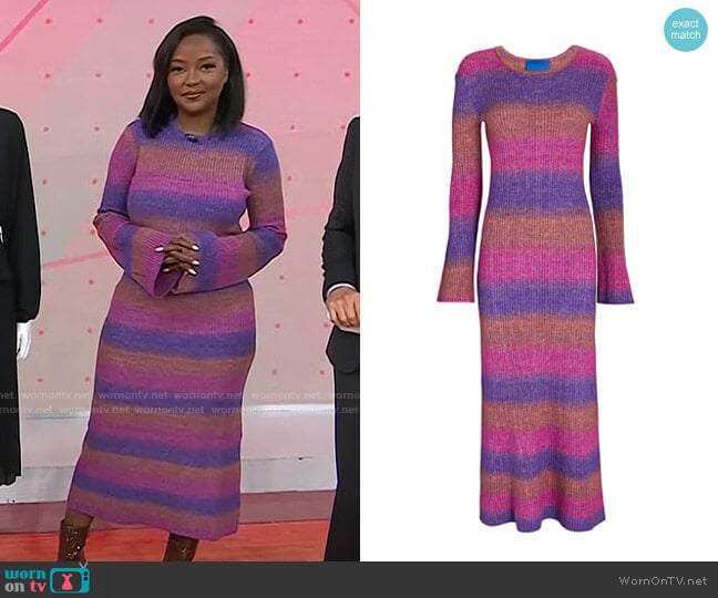 Simon Miller Axon Stripe Long Sleeve Sweater Dress worn by Makho Ndlovu on Today