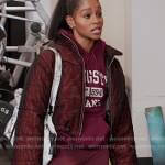 Simone’s red puffer jacket on All American Homecoming