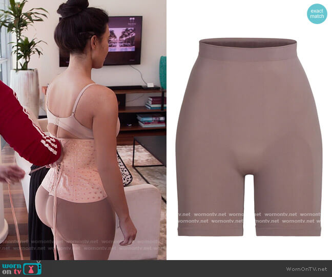 Skims Sculpting Short Mid Thigh Open Gusset Shorts worn by Kim Kardashian (Kim Kardashian) on The Kardashians