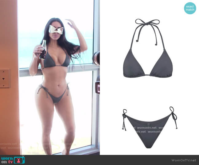 Skims Swim Triangle Top and Bottoms worn by Kim Kardashian (Kim Kardashian) on The Kardashians