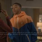 Spenser’s orange and blue colorblock jacket on Reasonable Doubt