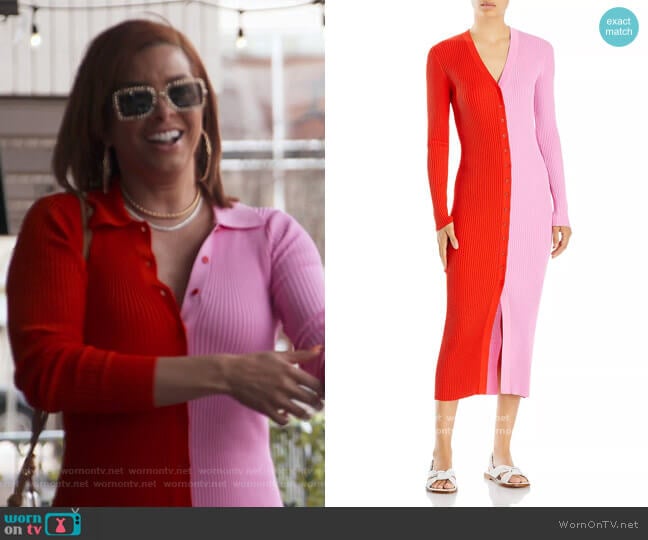 Staud Shoko Dress in Poppy Rosebud worn by Robyn Dixon on The Real Housewives of Potomac