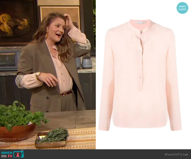 Stella McCartney Eva silk shirt worn by Drew Barrymore on The Drew Barrymore Show