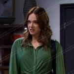 Stephanie’s green ruched shirtdress on Days of our Lives