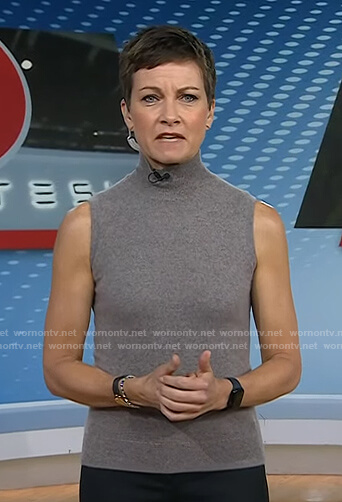 Stephanie’s grey sleeveless turletneck sweater on Today