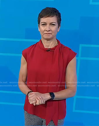 Stephanie's red tie neck top on Today