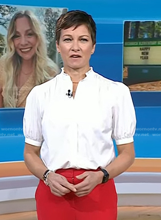 Stephanie’s white puff sleeve blouse on Today