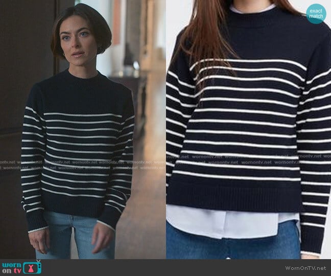 J. Crew Ribbed Striped Sweater worn by Sarah Miller (Brooke Lyons) on Reasonable Doubt