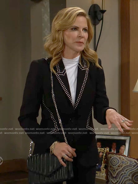 Talia's black studded blazer on The Young and the Restless
