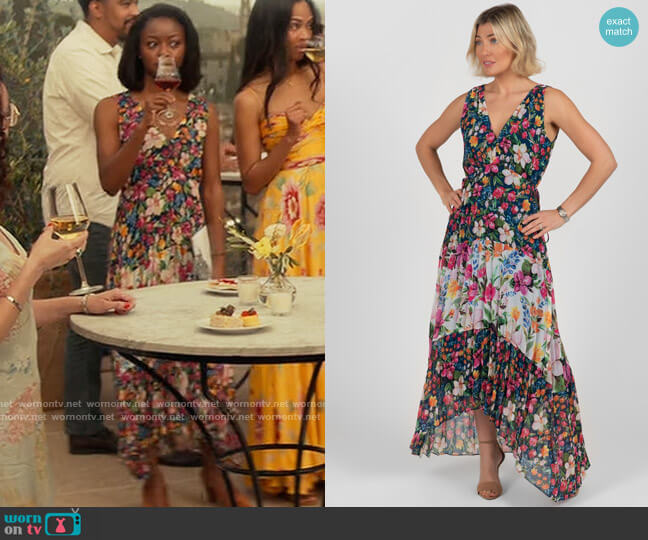 Taylor Dresses Floral Pleated Chiffon Dress worn by Zora Wheeler (Danielle Deadwyler) on From Scratch