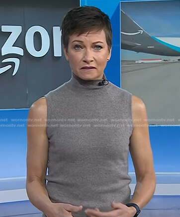 Stephanie’s grey sleeveless turletneck sweater on Today