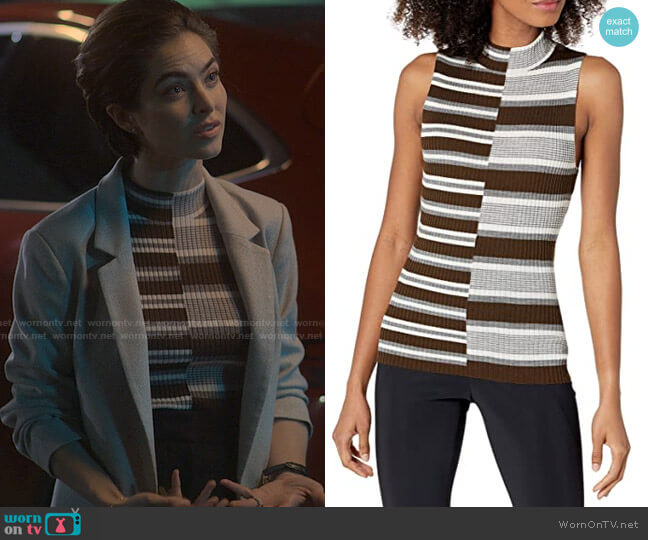 Theory Wool Multi-Stripe Sleeveless Sweater worn by Sarah Miller (Brooke Lyons) on Reasonable Doubt