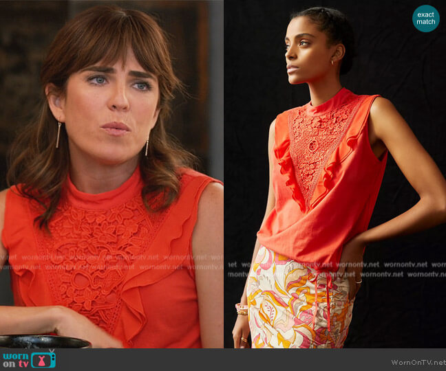 Tiny Tiny Emma Lace Ruffle Tank worn by Marina (Karla Souza) on Home Economics