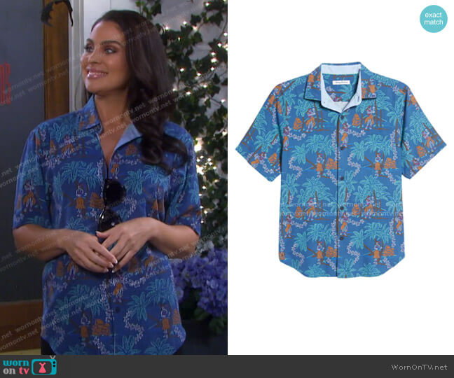 Tommy Bahama Hula Hideaway Short Sleeve Silk Button-Up Shirt worn by Chloe Lane (Nadia Bjorlin) on Days of our Lives