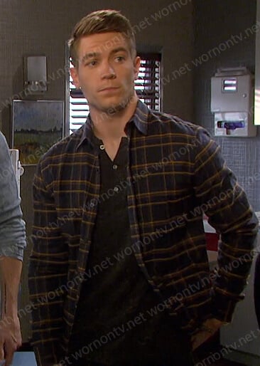 Tripp's gray plaid shirt on Days of our Lives