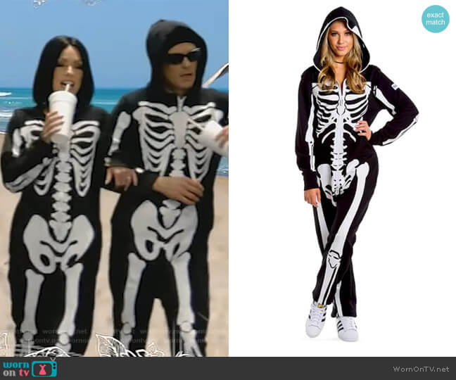 Tipsy Elves Halloween Skeleton Costume Onesie worn by Kelly Ripa on Live with Kelly and Ryan