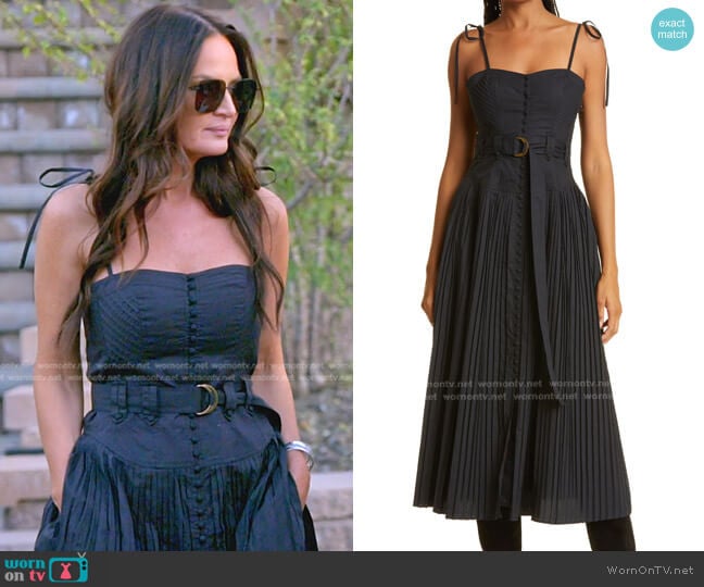 Ulla Johnson Cosette Belted Midi Dress worn by Lisa Barlow on The Real Housewives of Salt Lake City