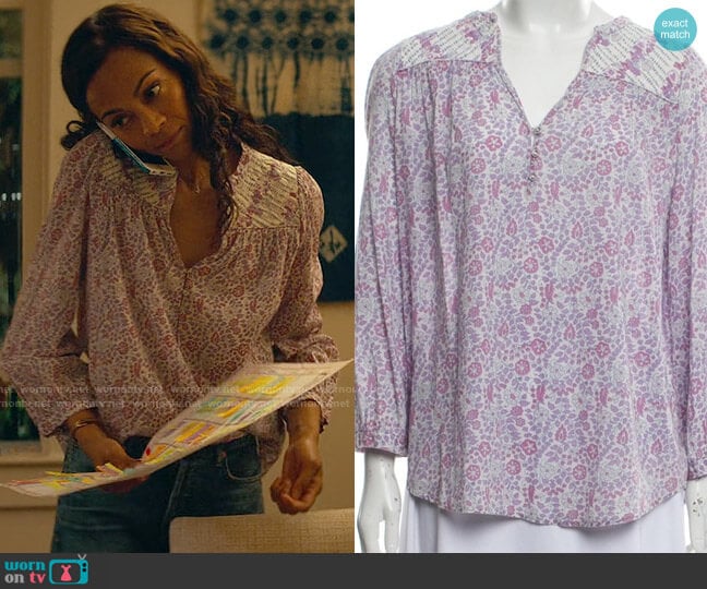 Ulla Johnson Floral Blouse worn by Amy Wheeler (Zoe Saldana) on From Scratch