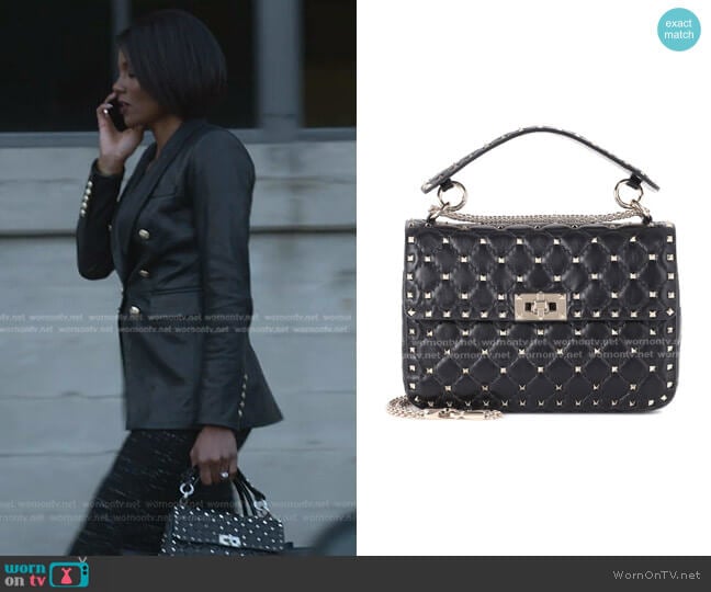 Valentino Rockstud Spike Medium Leather Bag worn by Jax Stewart (Emayatzy Corinealdi) on Reasonable Doubt