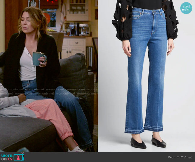 Valentino Straight-Leg Released-Hem Jeans worn by Meredith Grey (Ellen Pompeo) on Greys Anatomy