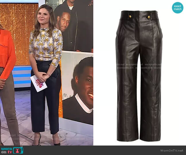Veronica Beard Agee Wide-Leg Leather Pants worn by Jenna Bush Hager on Today