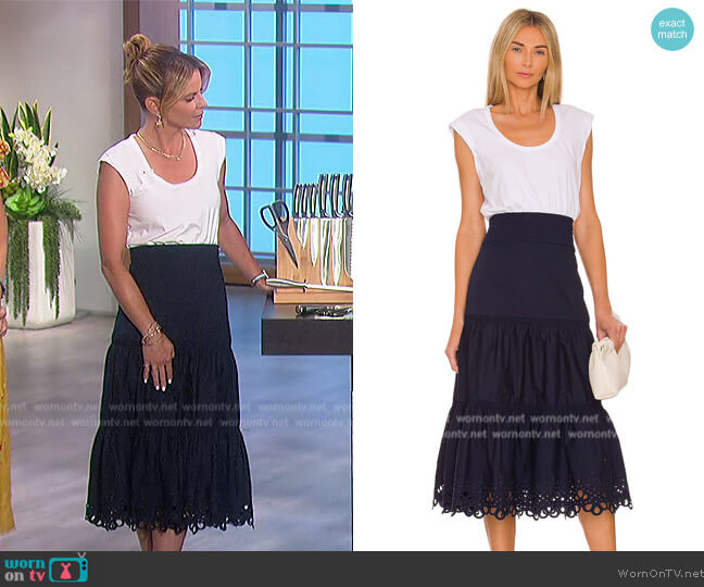 Veronica Beard Amaia Eyelet Dress worn by Natalie Morales on The Talk