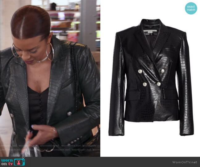 Veronica Beard Gail Faux Leather Jacket worn by Gizelle Bryant on The Real Housewives of Potomac