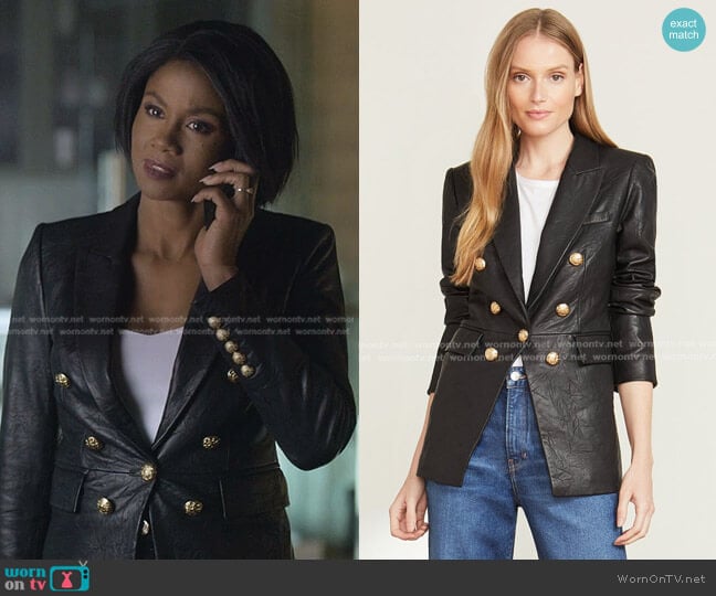 Veronica Beard Gaya Leather Dickey Jacket worn by Jax Stewart (Emayatzy Corinealdi) on Reasonable Doubt