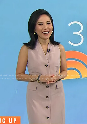 Vicky's beige button front sleeveless dress on Today