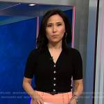 Vicky’s black star button cardigan and pink skirt on NBC News Daily