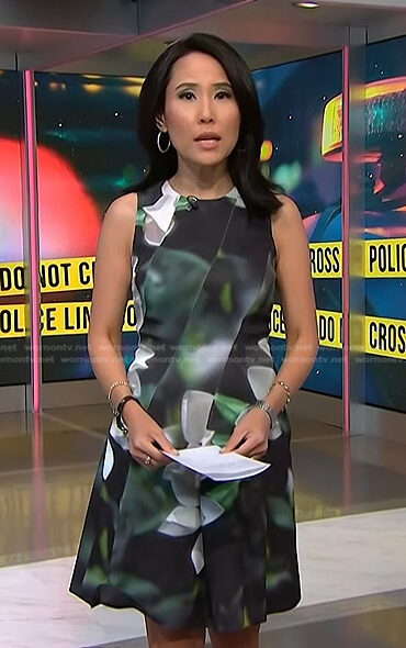 Vicky's black floral sleeveless dress on NBC News Daily