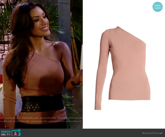 Victoria Beckham VB Body One-Shoulder Fitted Top worn by Audra Charles (Zuleyka Silver) on The Young and the Restless