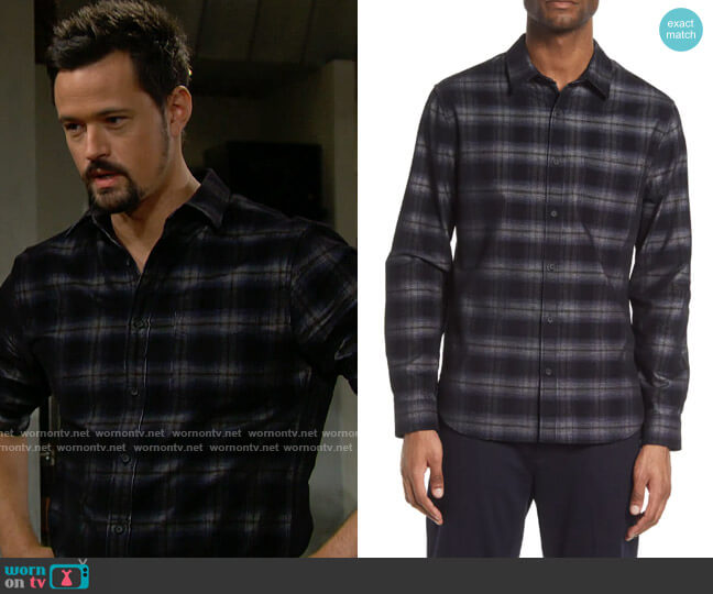 Vince Classic Fit Plaid Corduroy Button-Up Shirt worn by Thomas Forrester (Matthew Atkinson) on The Bold and the Beautiful