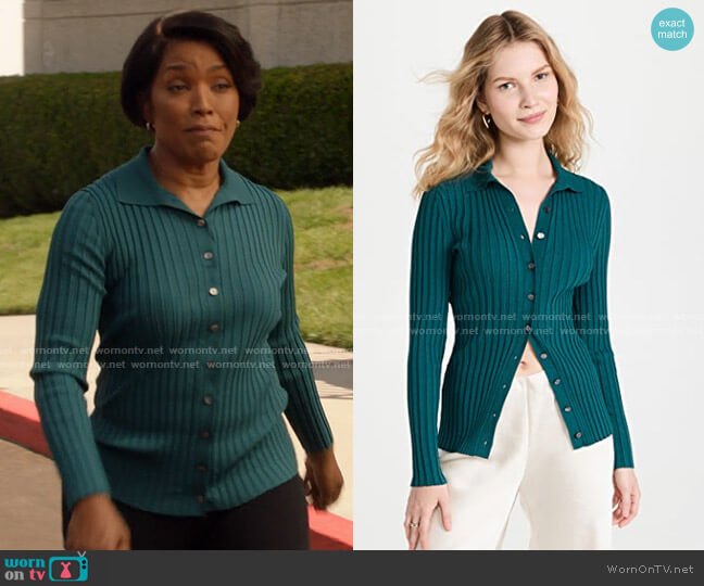 Vince Ribbed Button Up Cardigan worn by Athena Grant (Angela Bassett) on 9-1-1