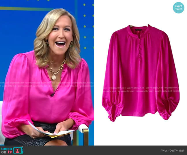 Vince Camuto Balloon Sleeve Blouse worn by Lara Spencer on Good Morning America
