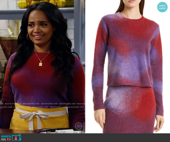 Vince Ombre Jacquard Sweater in Lily Stone Combo worn by Randi (Kyla Pratt) on Call Me Kat