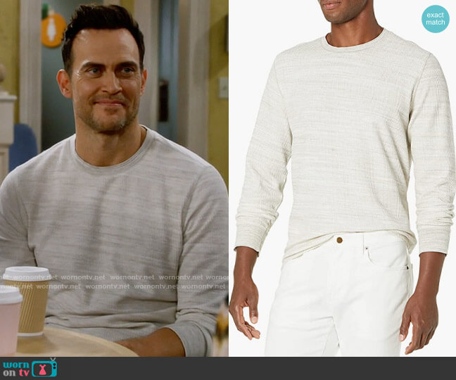Vince Thermal Long Sleeve Crew in Dark Heather Morning Dew worn by Max (Cheyenne Jackson) on Call Me Kat