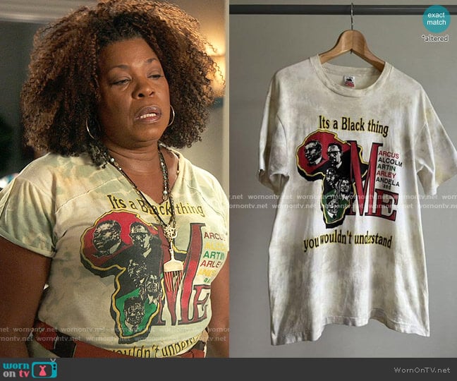 Vintage Marcus Malcolm Martin Marley Mandela Graphic Tee worn by Viola Marsette (Lorraine Toussaint) on The Equalizer