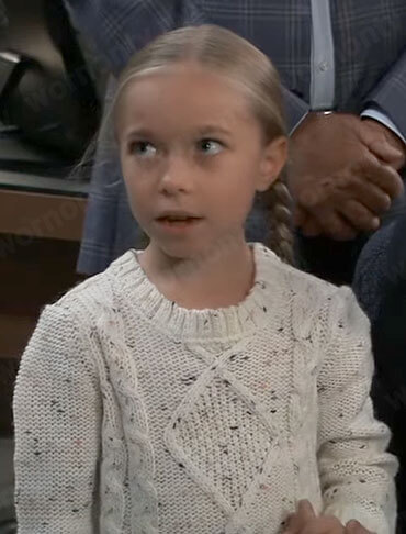 Violet’s white cable knit sweater on General Hospital