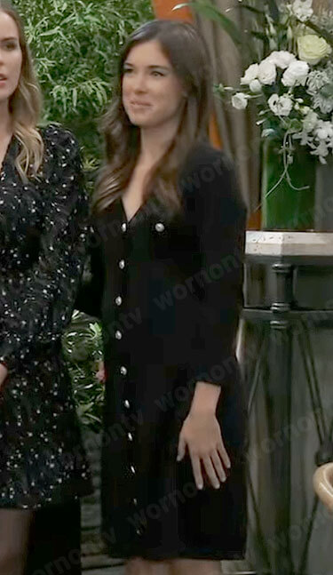 Willow’s black v-neck button front dress on General Hospital