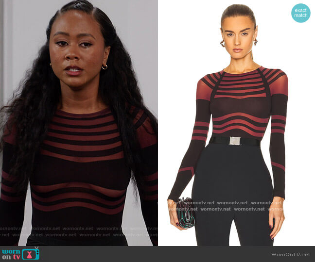 Wolford Body Lines String Bodysuit worn by Keisha (Netta Walker) on All American Homecoming